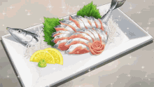 刺身　美味しそう　完了　キラキラ GIF - Sashimi Sparkle Raw Fish GIFs