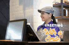 greeting with a smile chatime indonesia memberi salam dengan senyuman ramah terhadap pelanggan selalu tersenyum saat menyapa