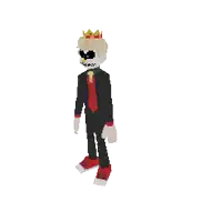 a pixel art of a man wearing a suit and tie with a crown on his head