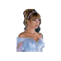 a sticker of a woman in a blue dress with a tiara
