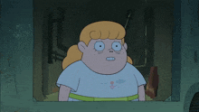 a cartoon character is standing in front of a sign that says twin reveal