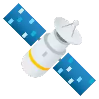 an illustration of a satellite with a white antenna on top