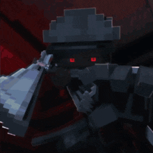 a pixel art of a knight with a sword and a crown