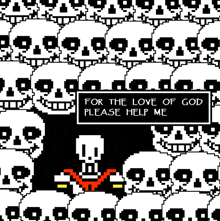 a pixel art of papyrus asking for the love of god to help him .