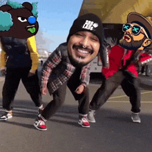 a man wearing a sbr labs hat is dancing