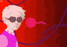 a cartoon of a man wearing sunglasses and a pink shirt