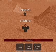 a screenshot of a video game with a character named owner