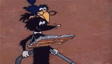 Staflík A špagetka Crow GIF - Staflík A špagetka Crow Vacuuming GIFs