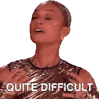 a woman in a gold dress is making a quite difficult face