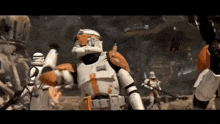 a group of storm trooper soldiers are standing in a field
