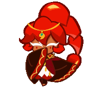 a cartoon character with red hair and a gold necklace on her head