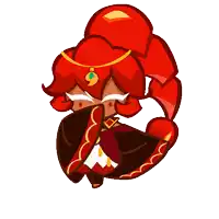 a cartoon character with red hair and a gold necklace on her head