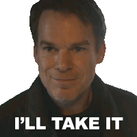 a man says i 'll take it in front of a white background
