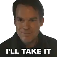 a man says i 'll take it in front of a white background
