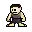 a pixel art drawing of a man in shorts .