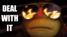 tmnt michelangelo deal with it sunglasses fire