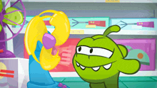Playing With A Fan Om Nom GIF - Playing With A Fan Om Nom Cut The Rope GIFs