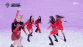 a group of girls are dancing in front of a purple wall and the words count today on the bottom
