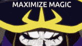 a cartoon character with a yellow mask and the words maximize magic join vc