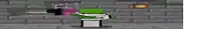 a minecraft character with a green hat is standing in front of a brick wall in a room .