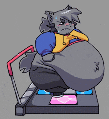 a cartoon of a wolf with a big belly