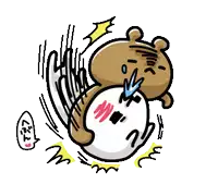 a cartoon drawing of a brown bear holding a white rabbit