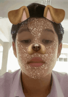 a person with a dog face mask on