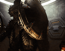 a close up of a person 's back with a shield that says ' shield ' on it