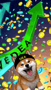 a dog wearing a headband with dea on it