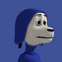 a cartoon dalmatian wearing a blue hat and blue turtleneck