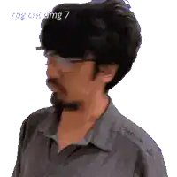 a pixelated image of a man with a beard and glasses has the number 7 on the bottom