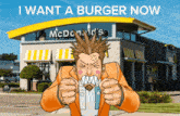 a cartoon character standing in front of a mcdonald 's
