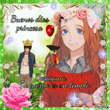 a picture of a girl with a flower crown on her head