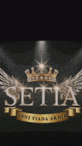 a logo for a company called setia with a crown on top