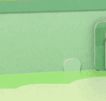 a cartoon dog with a blue nose is standing on a green surface