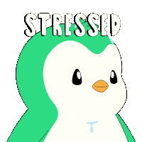 a cartoon of a penguin with the word stressed written above it