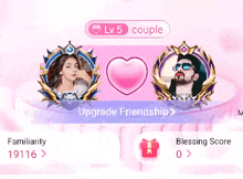 a screenshot of a game that says lv 5 couple upgrade friendship