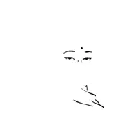 a black and white drawing of a woman 's face with a flower on her forehead .