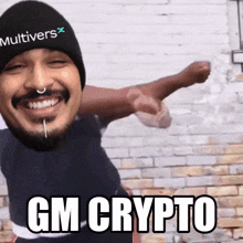 a man wearing a hat that says multivers