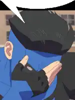 a pixel art drawing of a man with a speech bubble above him