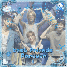 a picture of a group of people with the words best friends forever written on it