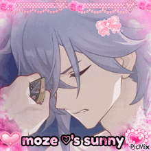 a picture of a boy with the words moze 's sunny at the bottom