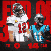 a poster for the tampa bay buccaneers and carolina panthers football teams
