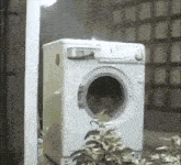 a white washing machine with the number 1 on the front