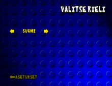 a blue background with the words valitse kieli in white