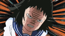 a cartoon of a girl with a very angry face