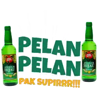 two bottles of anggur hijau in a green container