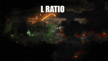 a dark background with the words l ratio in white