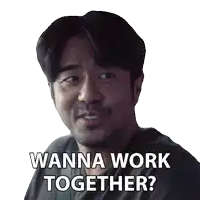 a man with a beard has a sticker that says wanna work together