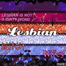 a graphic that says lesbian is not a dirty word butch wifey